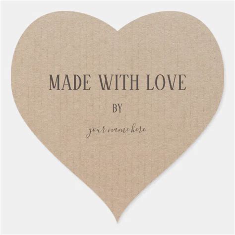 Handmade Product Vintage Simple Trendy Kraft Paper Heart Sticker Zazzle