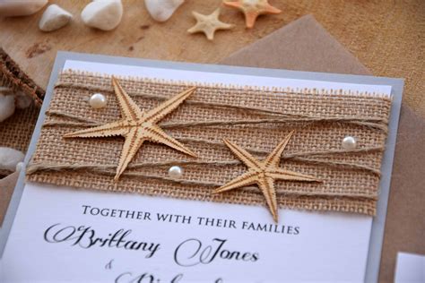 Rustic Beach Wedding Invitations, Burlap Wedding Invitations