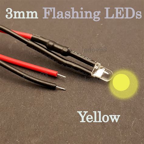 V Mm Flashing Pre Wired Leds Various Colours Lamp Wired Led Ma Ebay