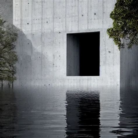 Flooded Concrete Structure Surreal Architecture Stable Diffusion