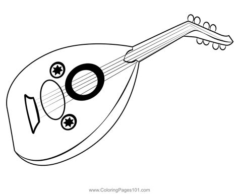 Mandolin Line Coloring Musical Guitar Clipart Pages Outline Instruments