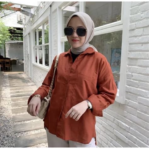 Jual Kemeja Linen Wanita Oversize Shopee Indonesia