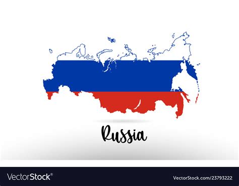 Russia country flag inside map contour design Vector Image