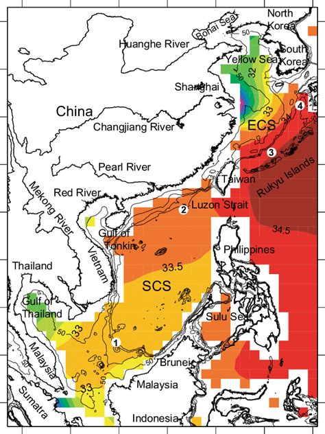 Geographical Map Of South China Sea Scs And East China Sea Ecs