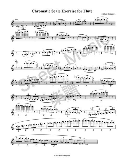 Chromatic Scale Exercise for Flute (sheet music) フルートの為の半音階練習曲（楽譜 ...