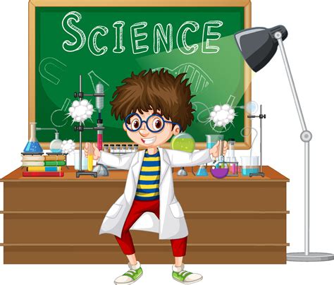 Scientist cartoon character with science lab objects 6771348 Vector Art ...