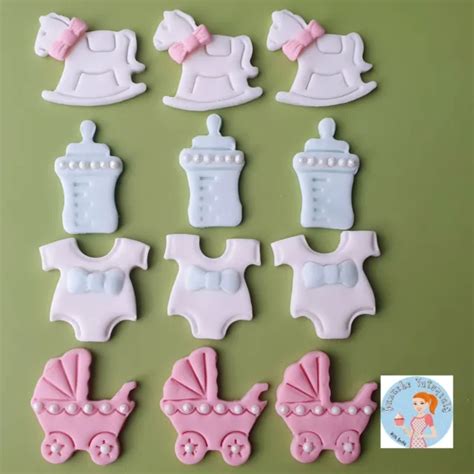 12 X Cupcake Toppers Gender Revealbaby Shower Handmade Edible