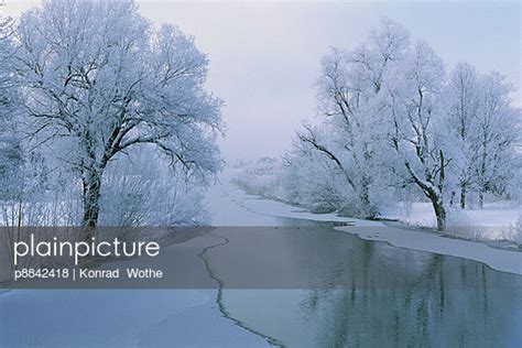 Loisach River Covered With A Dusting Of Fresh Snow Stock Image