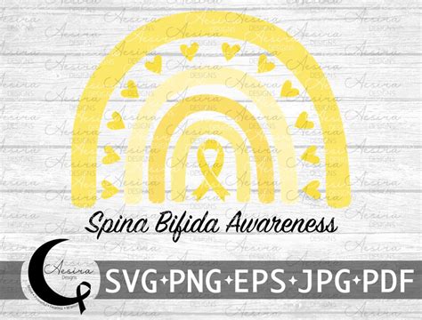 Spina Bifida Rainbow Ribbon Svg Spina Bifida Awareness Ribbon Spina