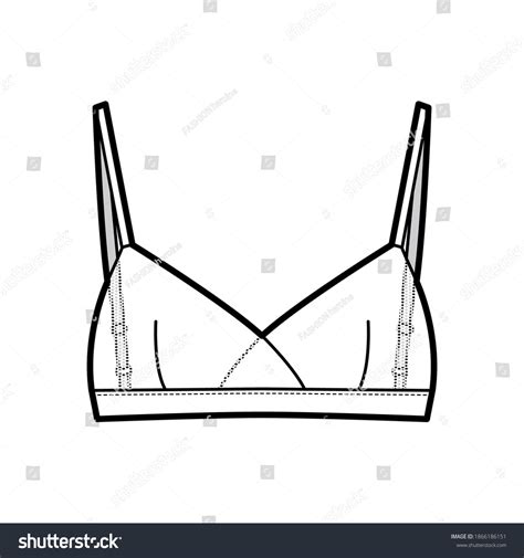 Sheer Bralette Lingerie Technical Fashion Illustration Stock Vector