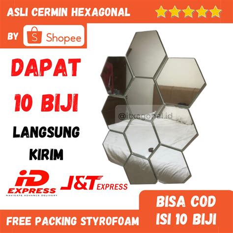 Jual Asli Kaca Cermin Hexagonal Kaca Aesthetic Cermin Aesthetic