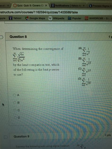 Solved When Determining The Convergence Of Sigma N Chegg