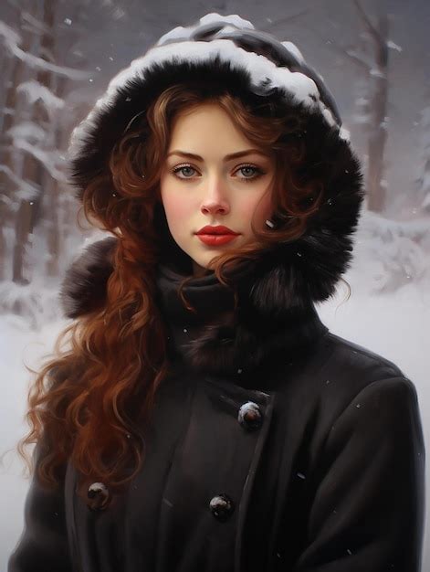 Premium Ai Image A Portrait Of A Girl In A Winter Coat
