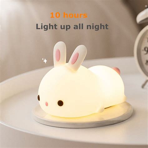 Touch Sensor Rgb Led Rabbit Night Light Remote Control Colors Usb