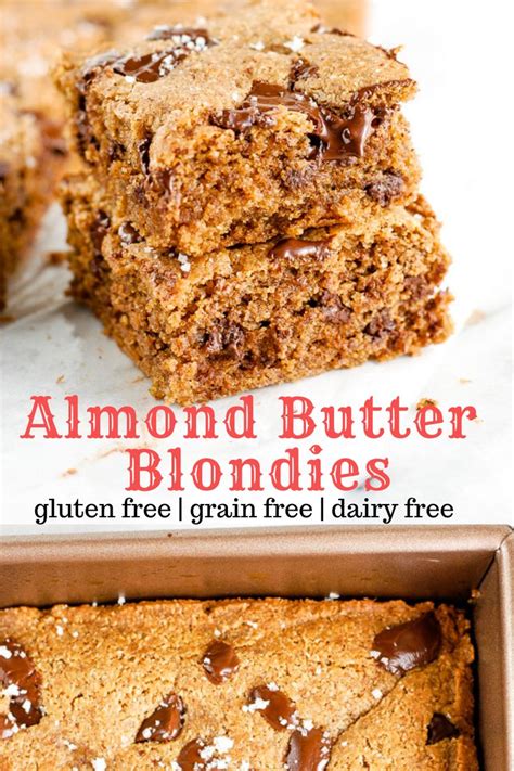 Paleo Almond Butter Blondies Recipe Dairy Free Recipes Baking