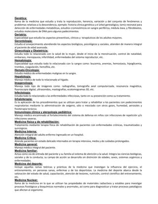 Especialidades De La Medicina Pdf