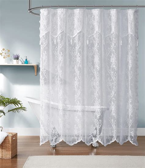 Warm Home Designs White Lace Shower Curtain 72 X 72 Inches