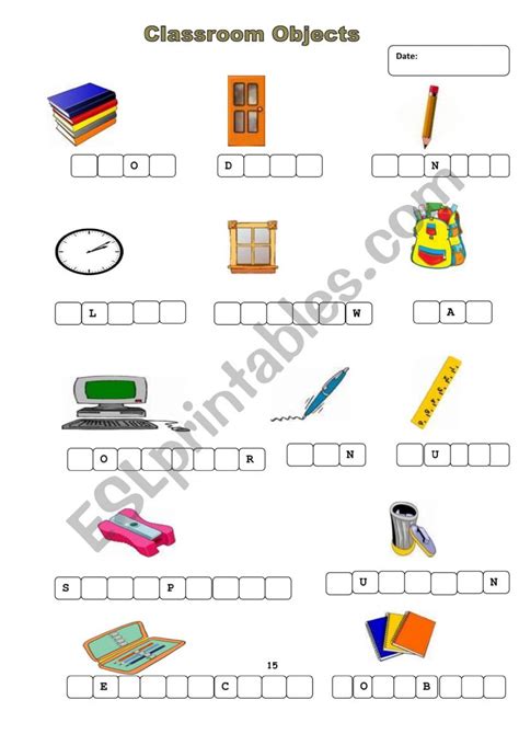 Classroom Objects Esl Worksheet By Alperispak