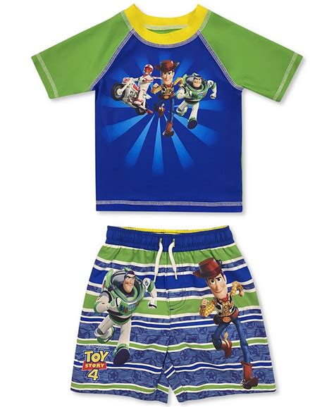 Dreamwave Toddler Boys 2 Pc Toy Story Rash Guard And Swim Trunks Set