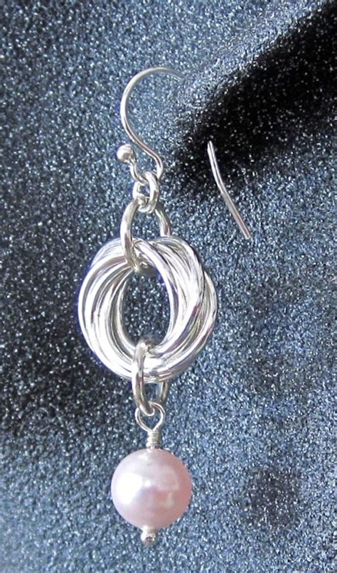 Handmade Chainmaille Sterling Silver Rosette Earrings With