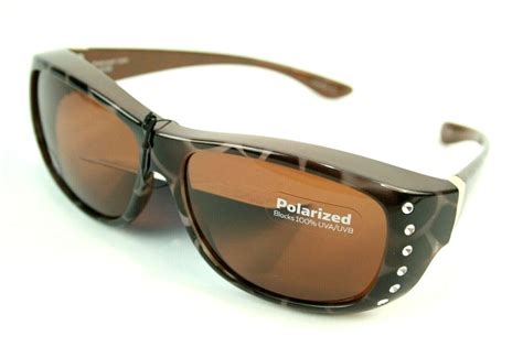 Foster Grant Solar Shield Sunglasses Polarized Zebra Gold Jewel Fits Over Rx New Ebay