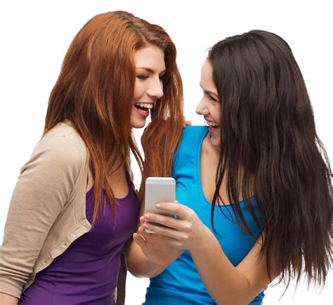 Premium Photo Technology Friendship And People Concept Two Smiling