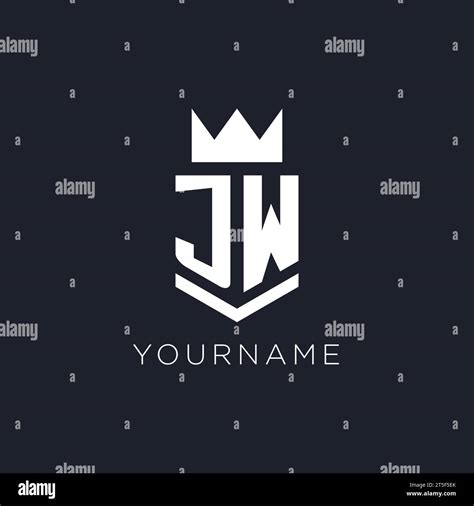 Jw Logo With Shield And Crown Initial Monogram Logo Design Ideas Stock