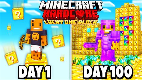 I Survived 100 Days On ONE LUCKY BLOCK In Hardcore Minecraft YouTube