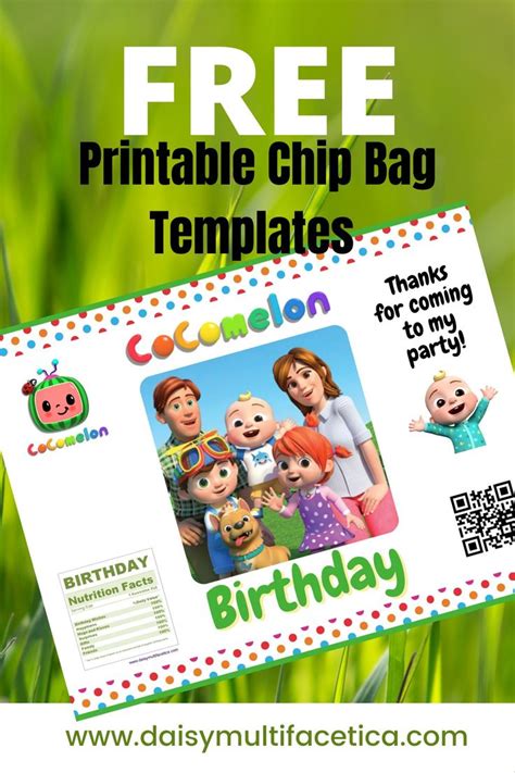 FREE Printable Cocomelon Chip Bag Templates Custom Party Bags Chip