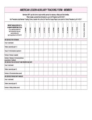 Fillable Online AMERICAN LEGION AUXILIARY TRACKING FORM MEMBER Fax