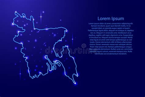 Map Bangladesh From The Contours Network Blue Luminous Space St Stock