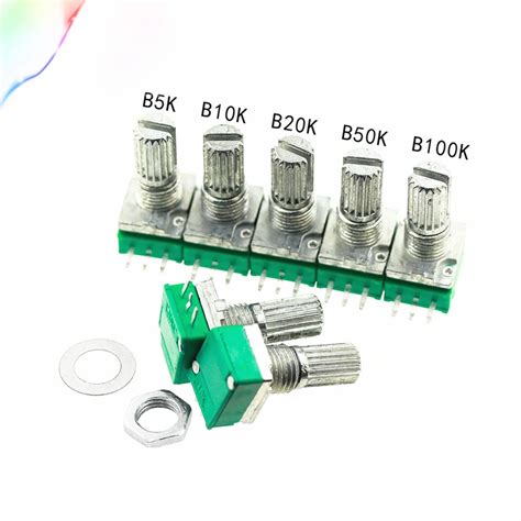 5PCS B5K B10K B20K B50K B100K Audio Amplifier Sealed Potentiometer 15mm ...