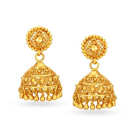 Traditional Jali Work Majestic Gold Drop Jhumka Earrings