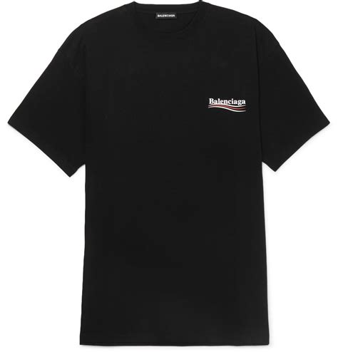 Balenciaga Oversized Logo Print Cotton Jersey T Shirt In Black For Men