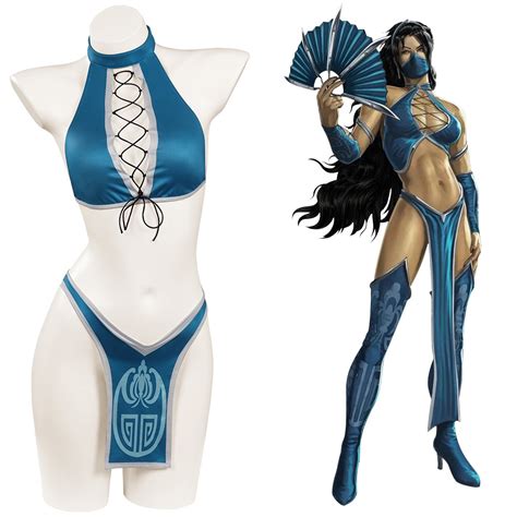 In Stock Mortal Kombat Kitada Bikini Swimsuit Cosplay Costume Sexy Swimwear Outfits Halloween