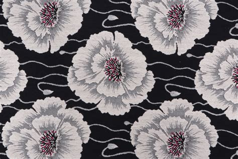 763 Yards Floral Tapestry Upholstery Fabric In Black