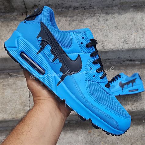 Nike Air Max 90 Light Blue Black Drip Custom | Sneaker Essentials