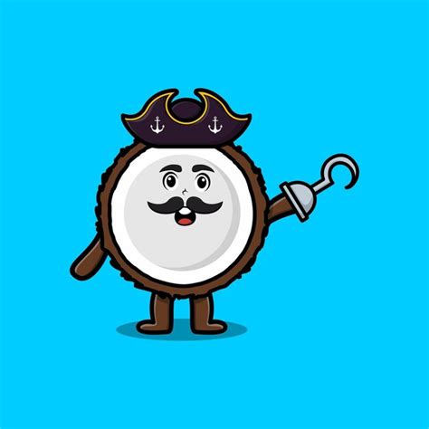 Coco pirata de desenho animado bonito mão de gancho em design de