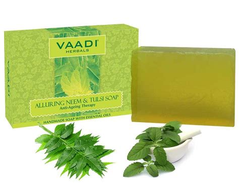 Organic Alluring Neem Tulsi Soap With Aloe Vera Vitamin E And Tea Tree — Vaadi Organics South Africa