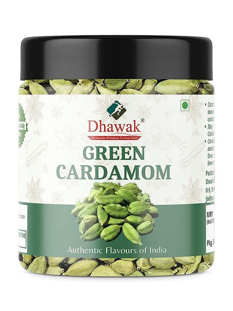 Dhawak Green Cardamom Big Size Elaichi 100 Gmswhole Green Elaichi Jar