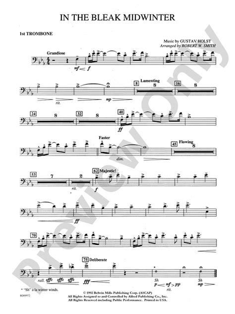 In The Bleak Midwinter 1st Trombone 1st Trombone Part Digital Sheet