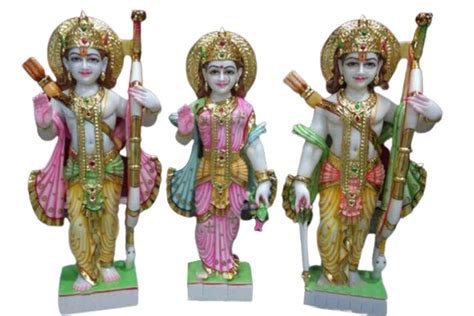 White Painted Marble Ram Darbar Statue For Worship Size 2 5 Feet At