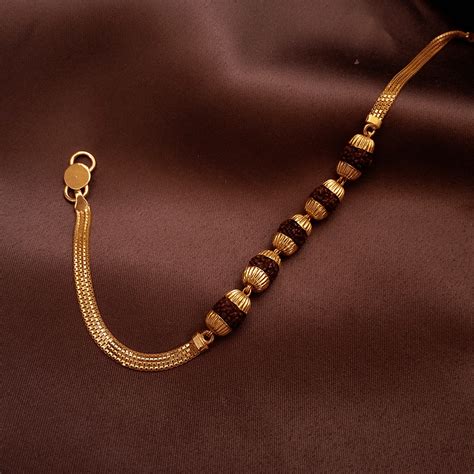 Gold Bracelets For Men With Rudraksha