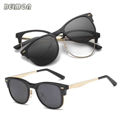 Belmon Spectacle Frame Men Women With Polarized Clip On Sunglasses Magnetic Clear Glasses Male