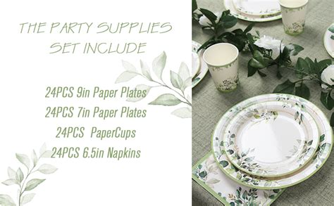 Paper Plates And Napkins Cups Set Pcs Sage Green Party Plates Cups