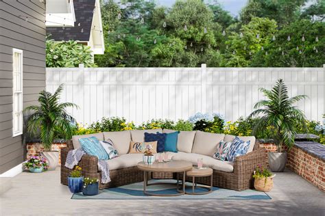 Shop Allen Roth Maitland Piece Patio Sectional Conversation Set At