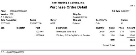 Purchase Order Detail Report Esc