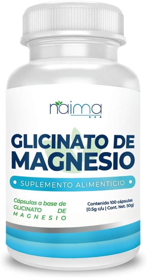 Glicinato de Magnesio 500mg 100 Cápsulas Amazon mx Salud y