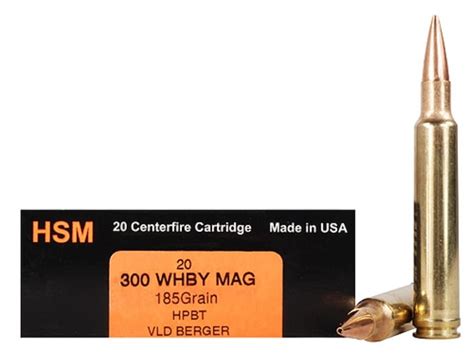 HSM Trophy Gold Ammunition 300 Weatherby Magnum 185 Grain Berger