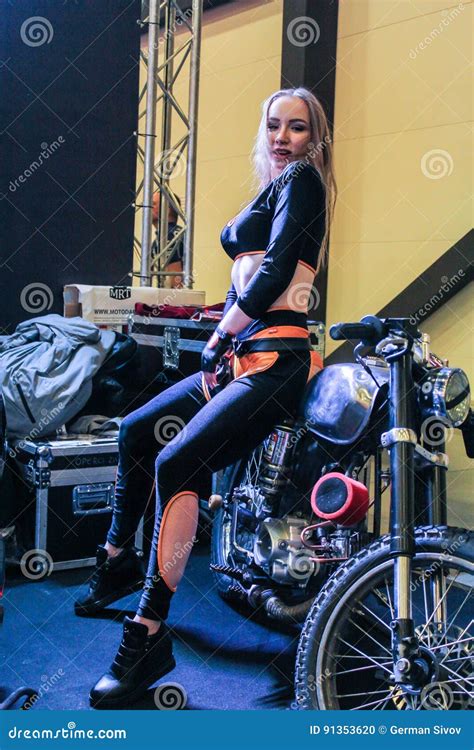 A Fashion Model on a Motorcycle. Editorial Image - Image of chrome ...